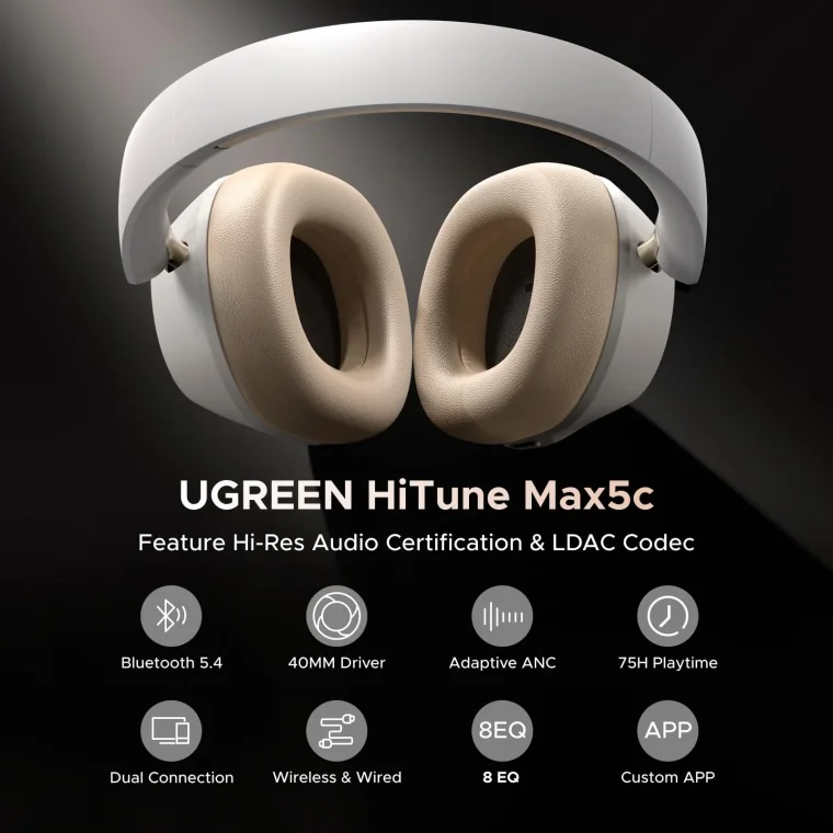 Casque sans fil Ugreen HiTune Max5c Hybrid ANC