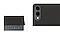 Gros plan sur le Book Cover Keyboard Slim pour Galaxy Tab S11 Ultra, dont le dos au design épuré est orné d'une bordure métallique autour des deux caméras arrière. Un autre gros plan du clavier sous un angle différent, avec l’étui partiellement ouvert et sans le support du S Pen.
