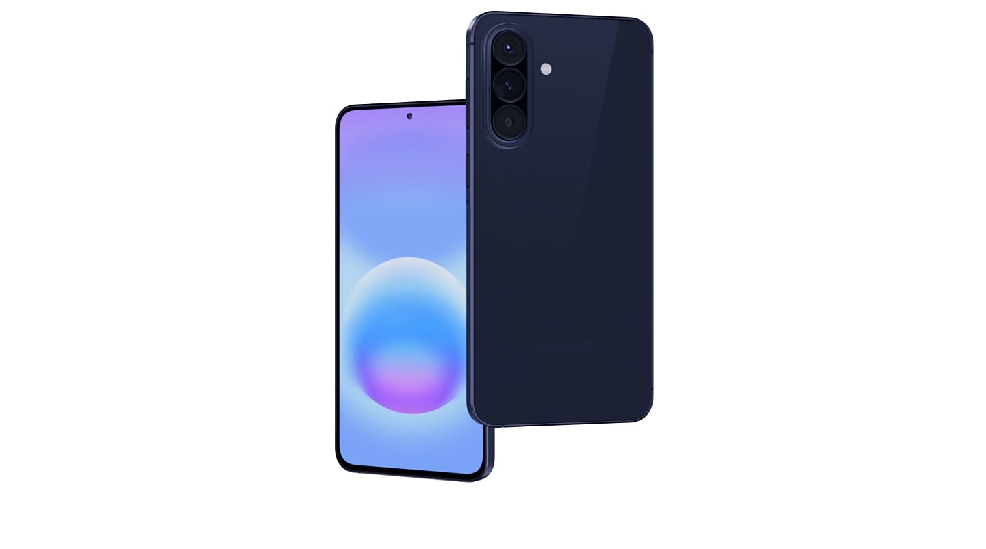 Le Galaxy A57 5G de couleur Awesome Navy est présenté en vue latérale pour mettre en évidence son profil fin. L’appareil pivote pour montrer un gros plan de l’arrière avec le module à triple appareil photo, puis l’avant pour mettre en évidence les bordures fines de l’écran et l’appareil photo frontal. L’appareil pivote à nouveau pour présenter une vue complète du Galaxy A57 de face et de l’arrière, en mettant en évidence l’ensemble du design élégant.