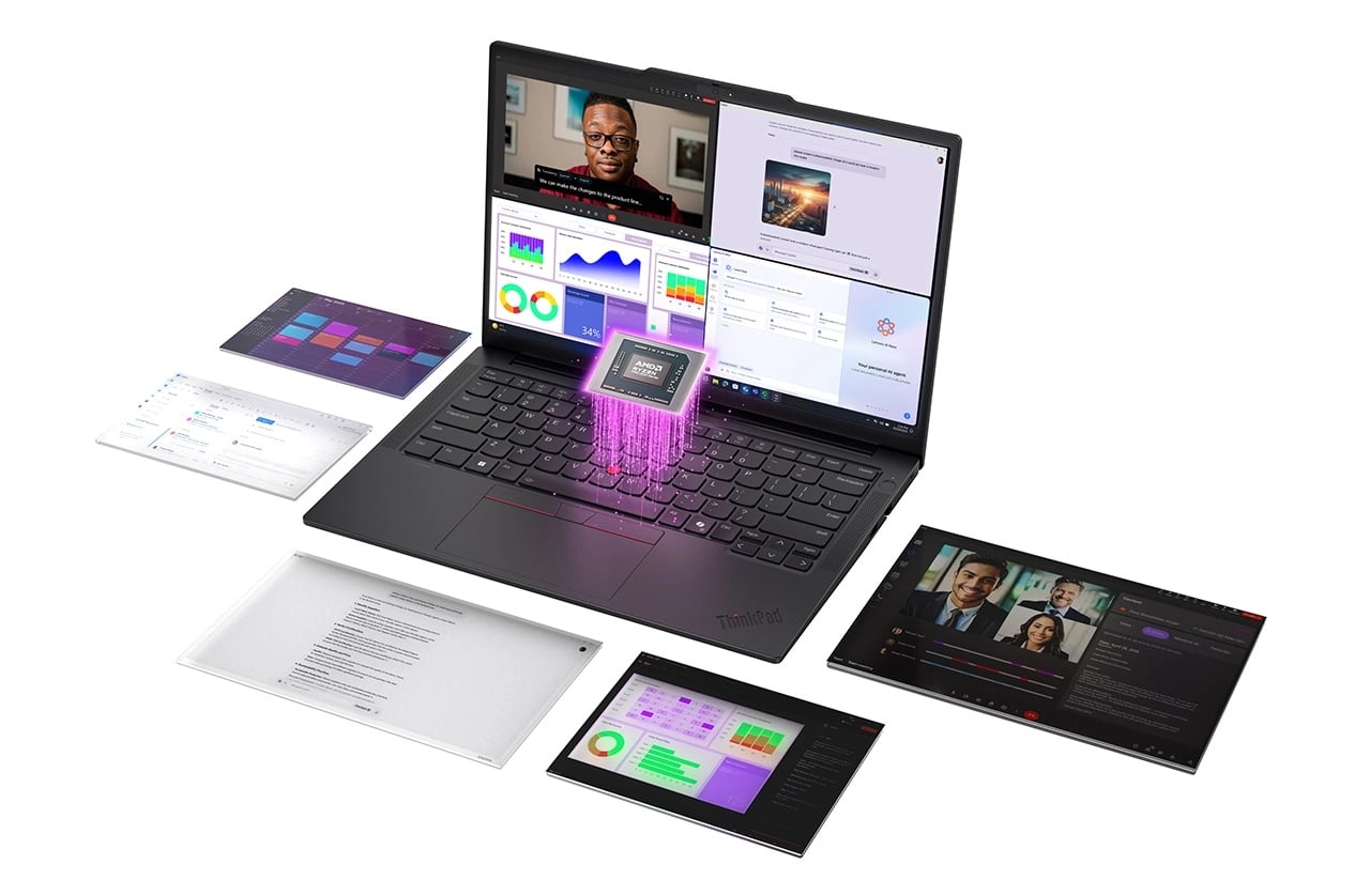 Le portable Lenovo ThinkPad E14 Gen 7 (AMD 14 pouces) est équipé de processeurs AMD Ryzen™ série 200 et de l'efficacité de l'IA pour stimuler le multitâche et la productivité offrir des performances fluides.