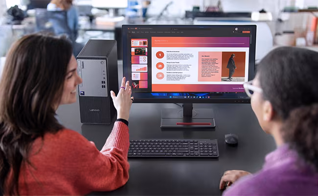 Le PC Lenovo ThinkCentre Neo 50t Gen 6 (Intel) Tower est doté de capacités d'IA avancées pour simplifier les opérations et la gestion des tâches dans le but d’améliorer la productivité.