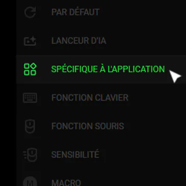 Spécifique à l'application