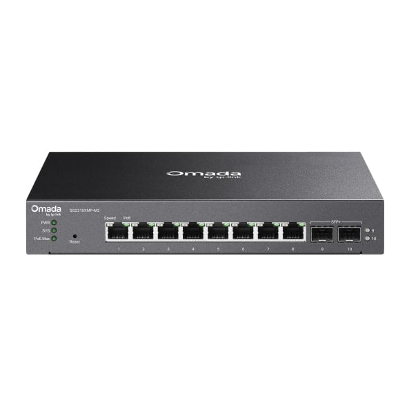 Switch Smart TP-Link SG2210XMP-M2 Omada 8 ports 2,5GbE + 2 ports 10GE SFP+ avec 8 ports PoE+