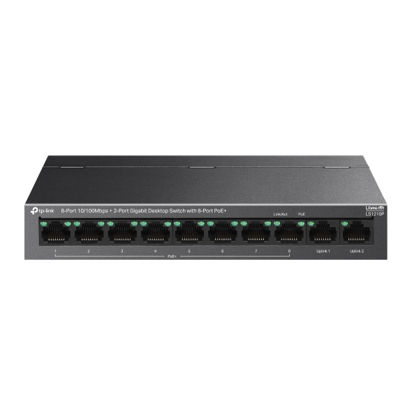 Switch de bureau TP-Link LS1210P 8 ports PoE+ 10/100 + 2 Gigabit