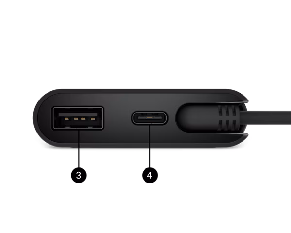 Arrière de l’adaptateur de voyage 4-en-1 Dell Pro.