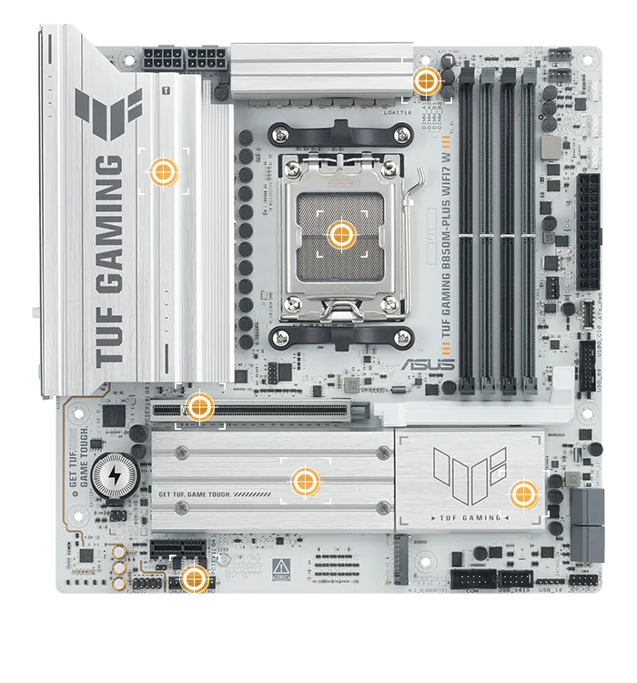 TUF Gaming motherboard front view with I/O ports