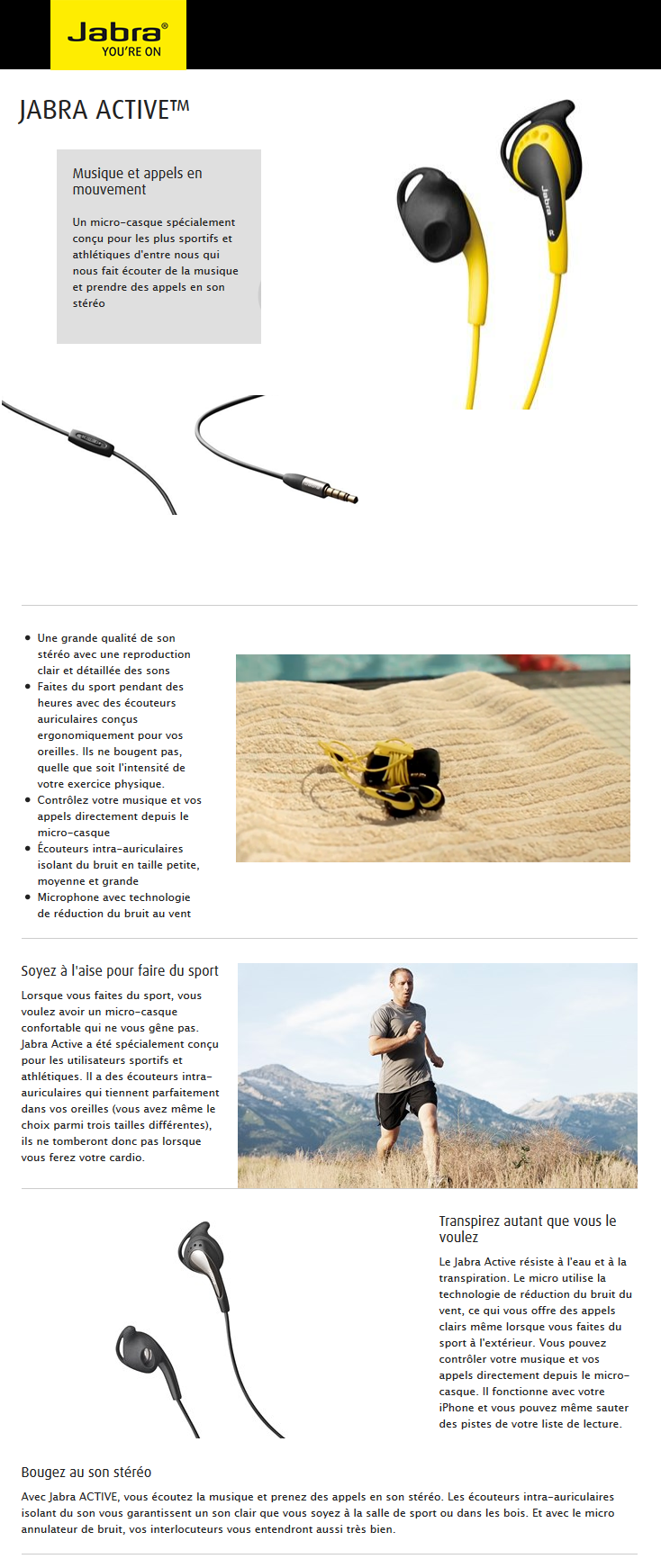 Acheter Jabra Active Corded Headset sport jaune Maroc