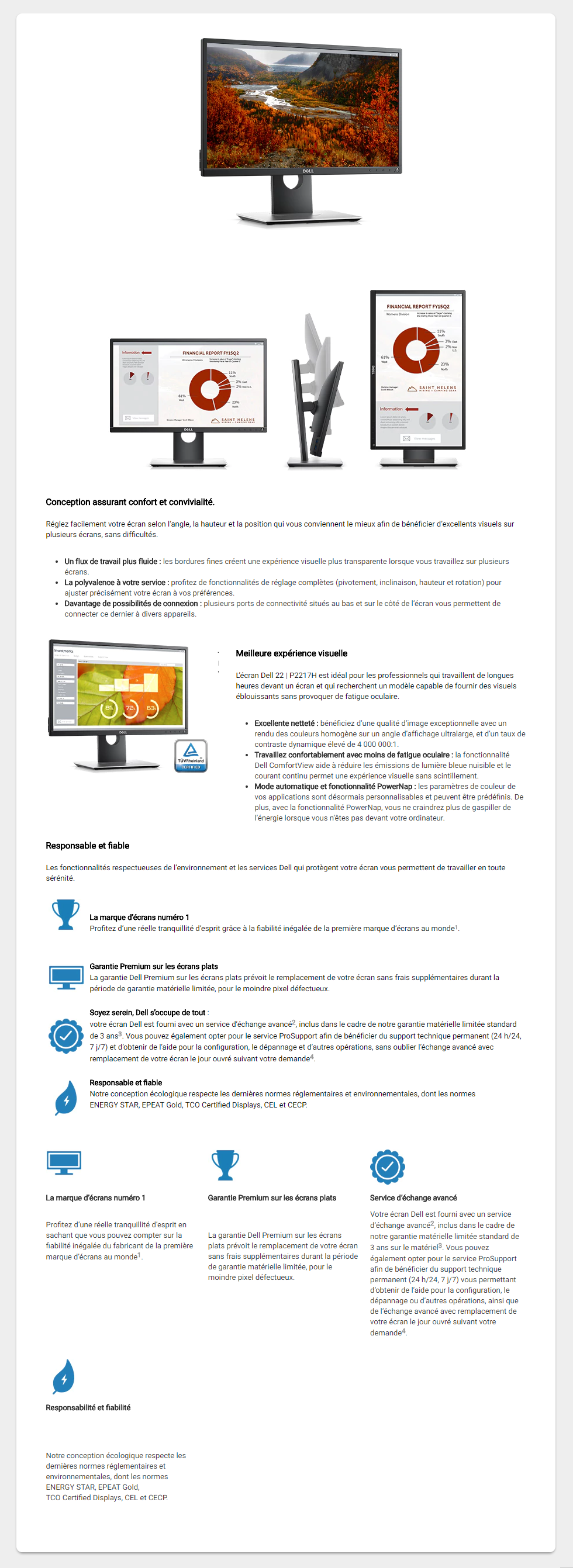Acheter Écran 21,5" Full HD Dell P2217H (P2217H-3Y) Maroc