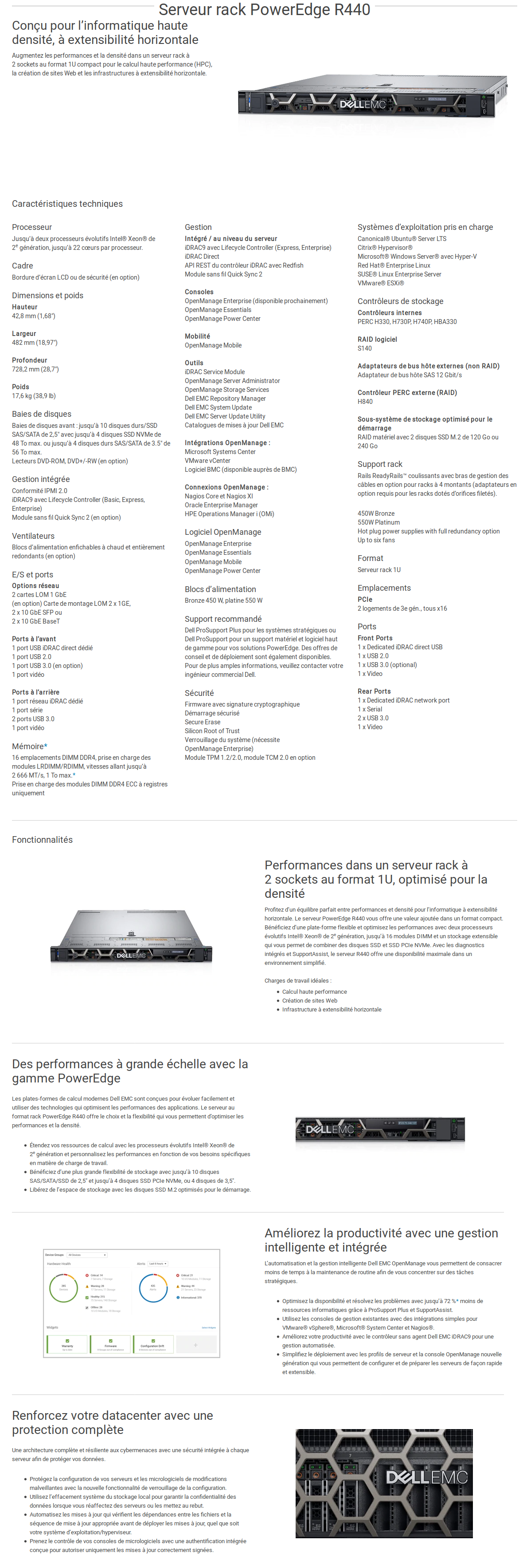 Acheter Serveur rack Dell PowerEdge R440 Xeon Silver 16GB 2x600GB Maroc