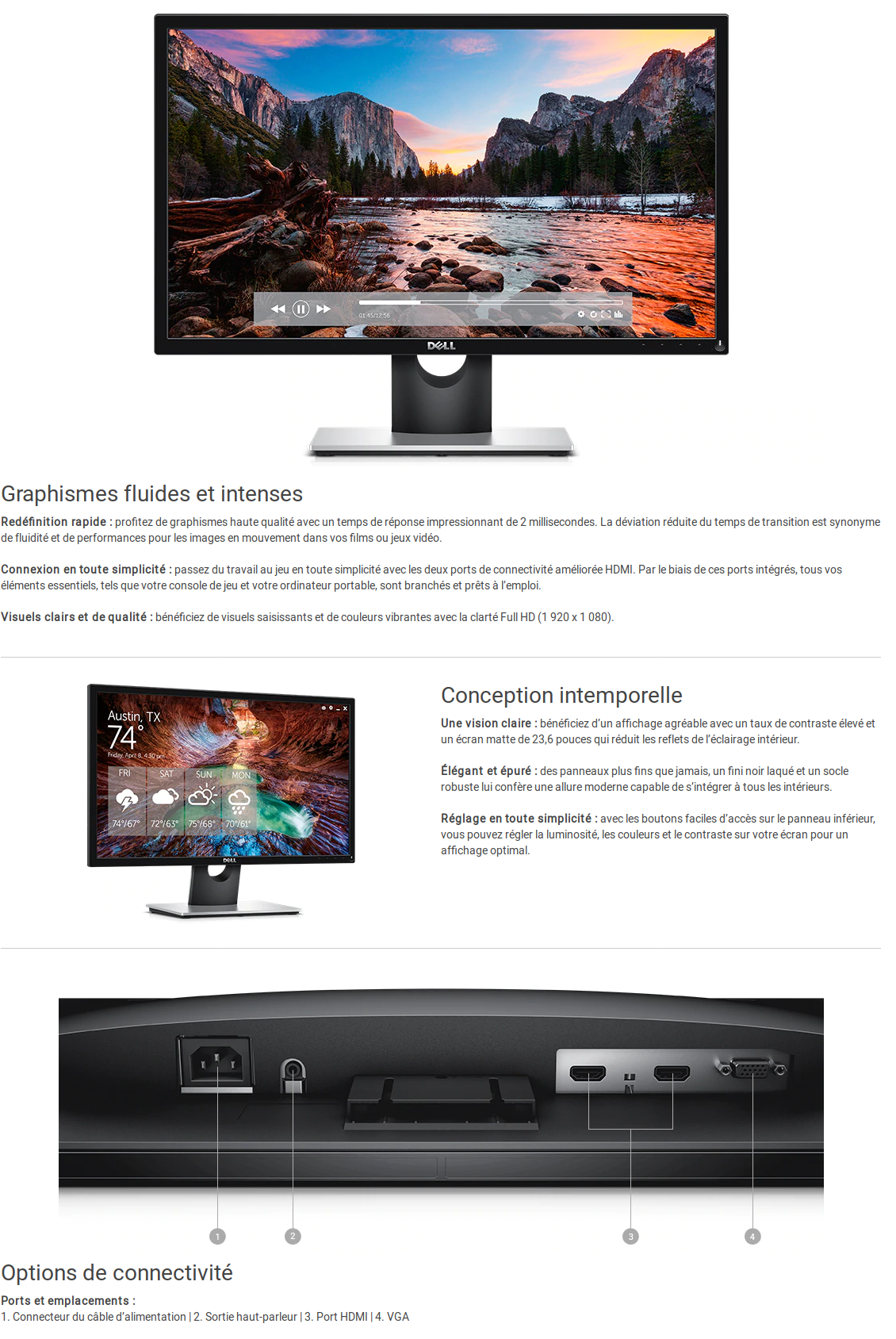 Acheter Écran 23,6" Full HD Dell SE2417HG (SE2417HG-3Y) Maroc