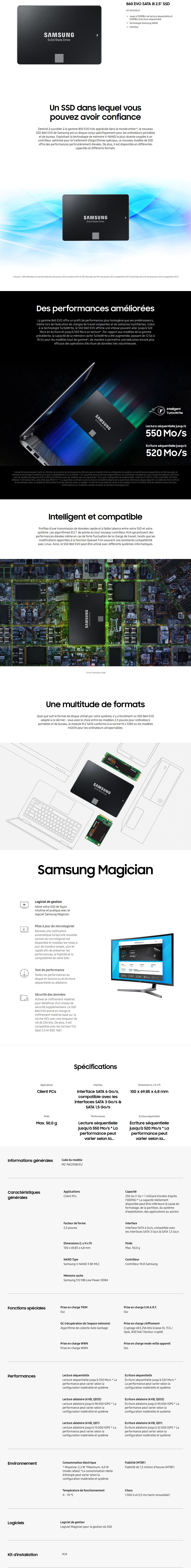 DISQUE DUR SSD SAMSUNG 860 QVO 1 TO 2,5 (MZ-76Q1T0BW) au Maroc