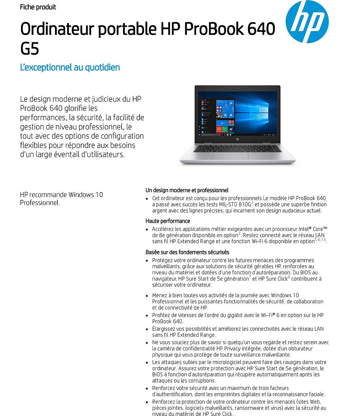 Acheter Ordinateur portable HP ProBook 640 G5 (6ZV56AW) Maroc