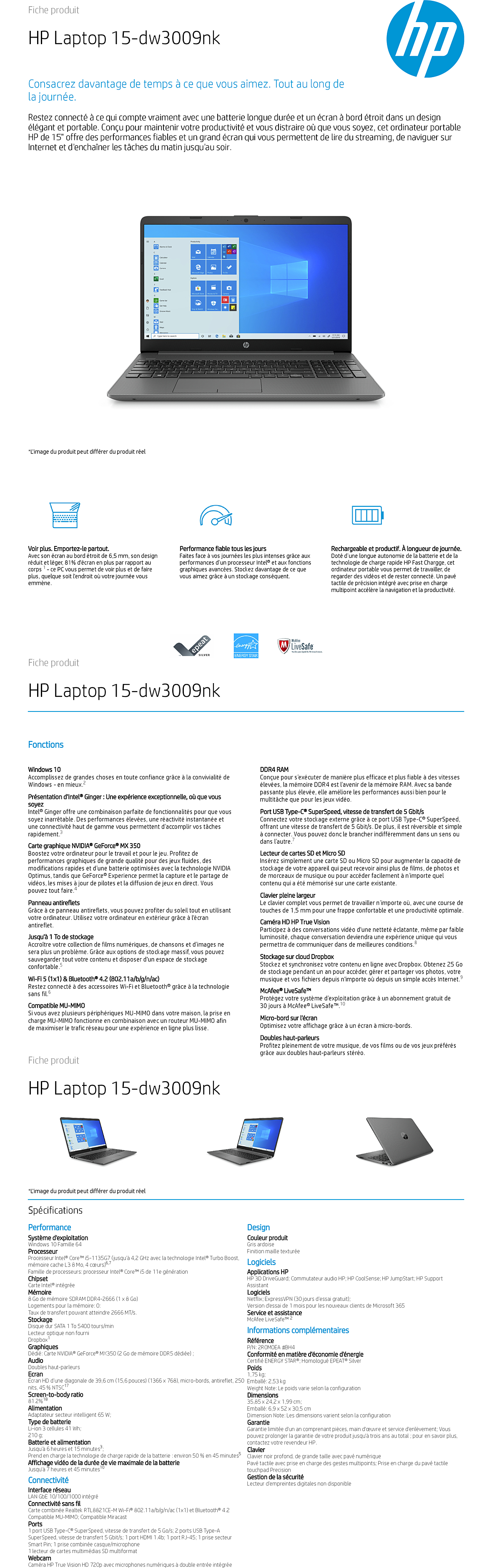 Acheter Ordinateur portable HP 15-dw3009nk (2R0M0EA) Maroc
