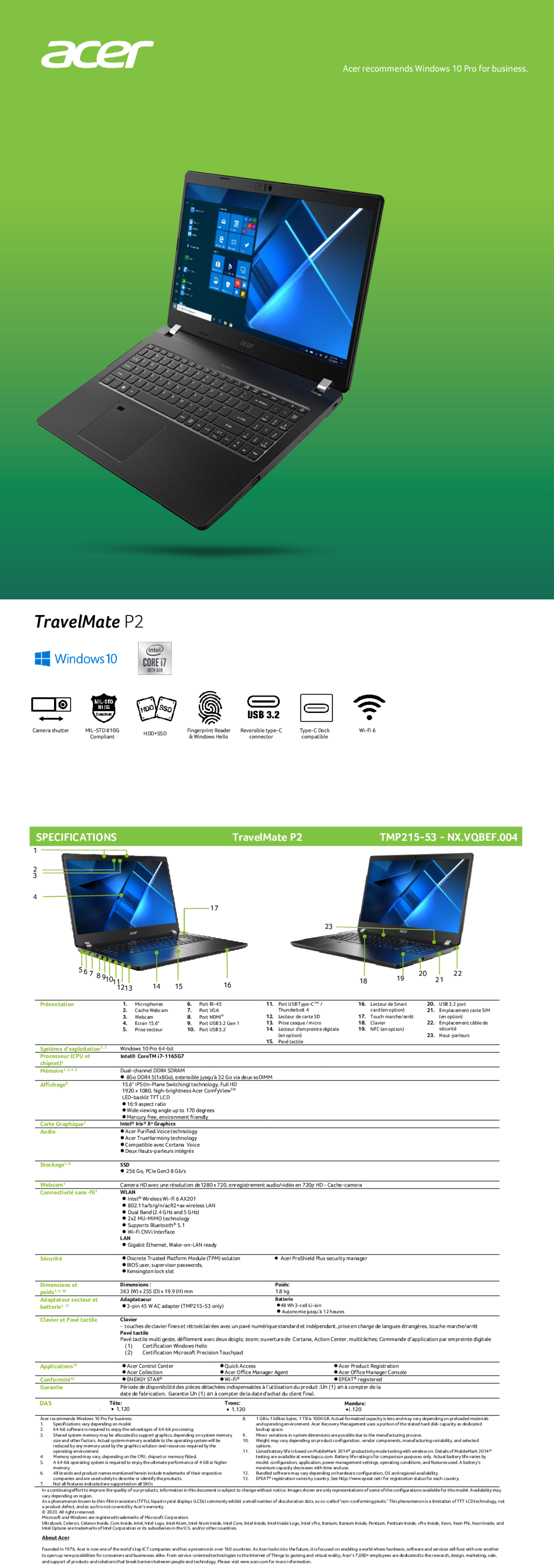 Acheter Ordinateur Portable Acer TravelMate P2 (NX.VQBEF.004) Maroc