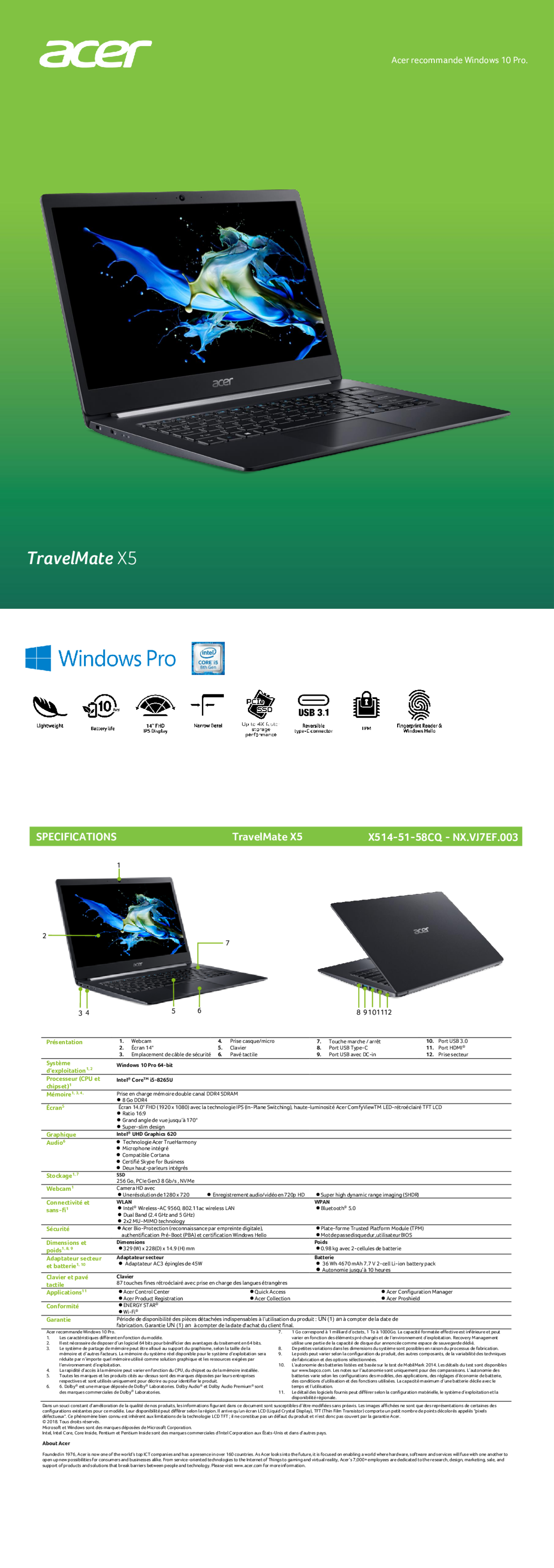 Acheter Ordinateur Portable Acer TravelMate X5 (NX.VJ7EF.003) Maroc