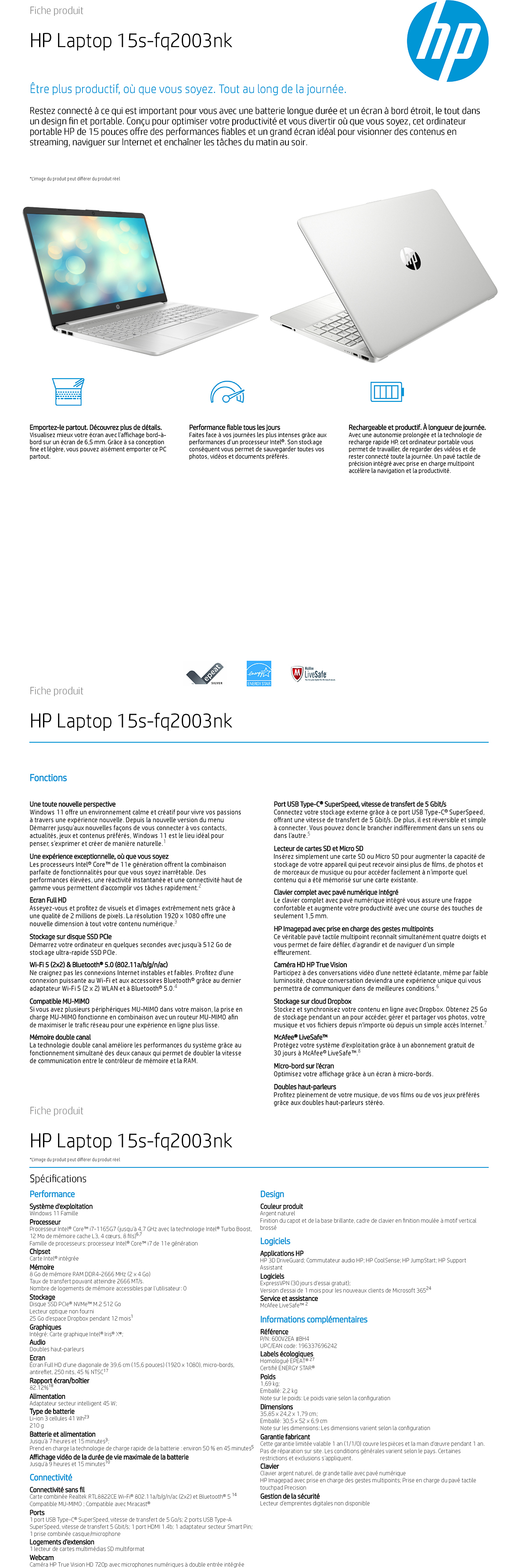 Acheter Ordinateur portable HP 15s-fq2003nk (600V2EA) Maroc