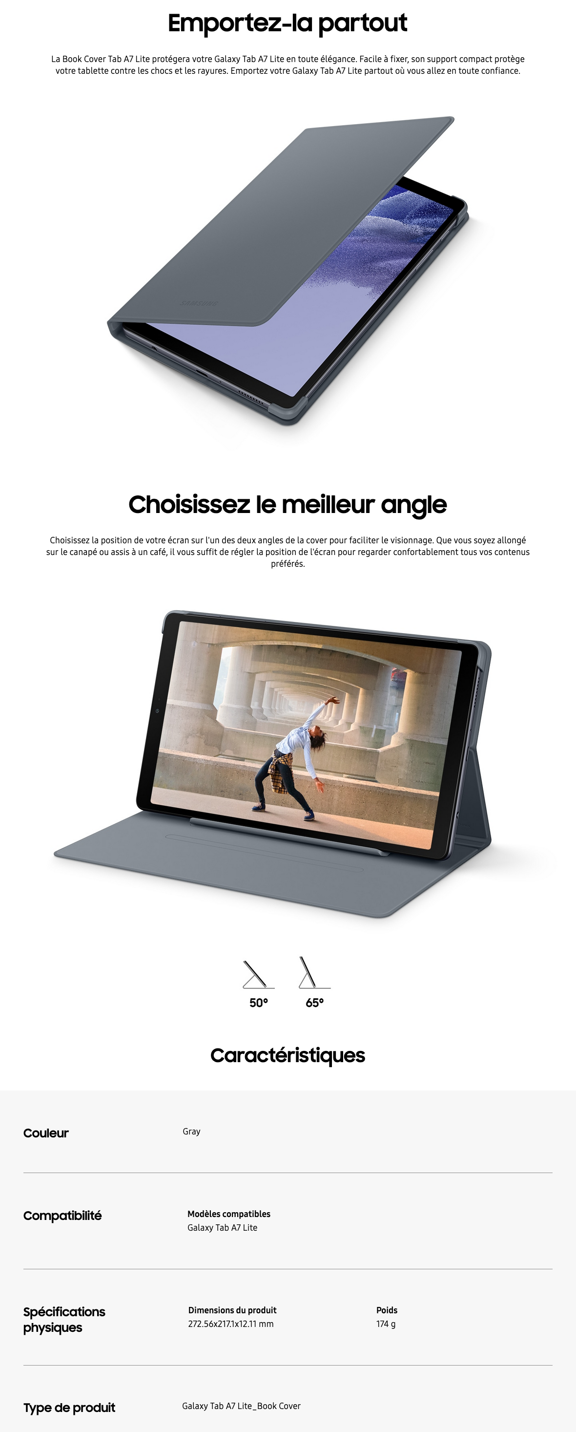 Acheter Samsung Book Cover Tab A7 Lite (EF-BT220PJEGWW) Maroc