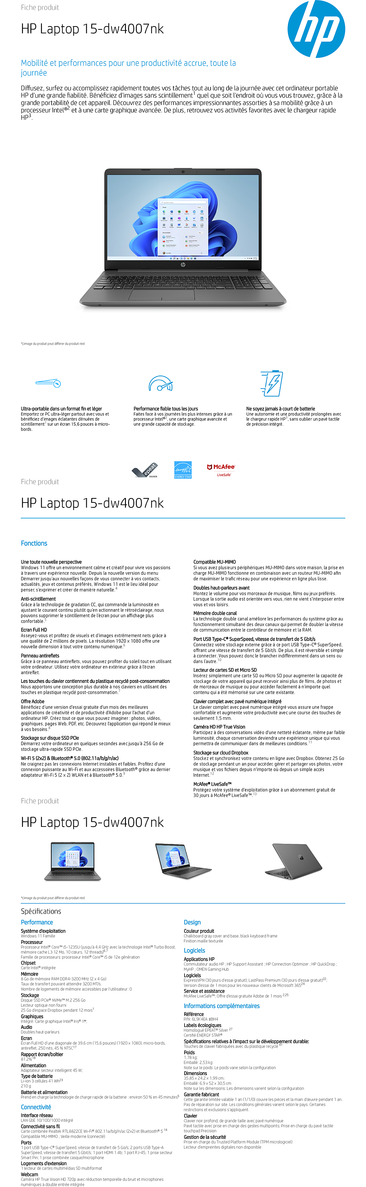 Acheter Ordinateur portable HP 15-dw4007nk (6L9K4EA) Maroc