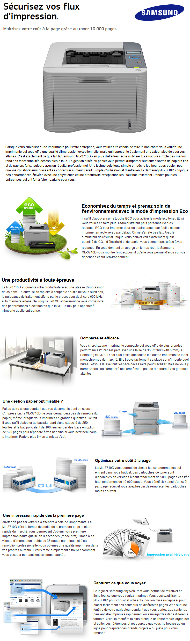 Acheter Imprimante laser monochrome Samsung ML-3710D/XSG  Maroc