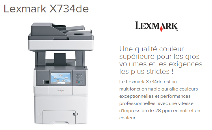 Acheter Imprimante multifonction laser couleur Lexmark X734de (MS00355) Maroc