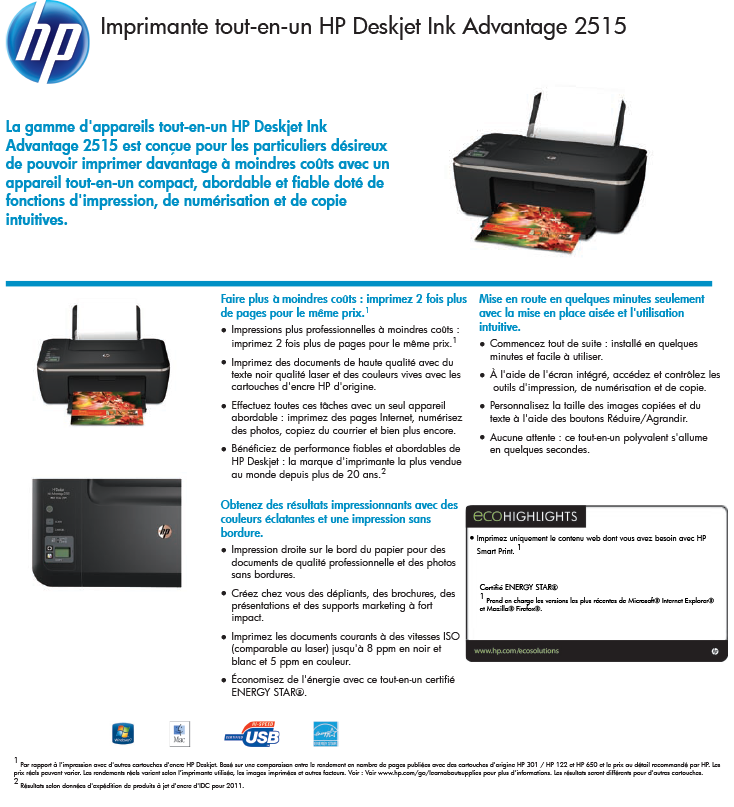 Acheter Imprimante tout-en-un HP Deskjet Ink Advantage 2515 (CZ280C) Maroc