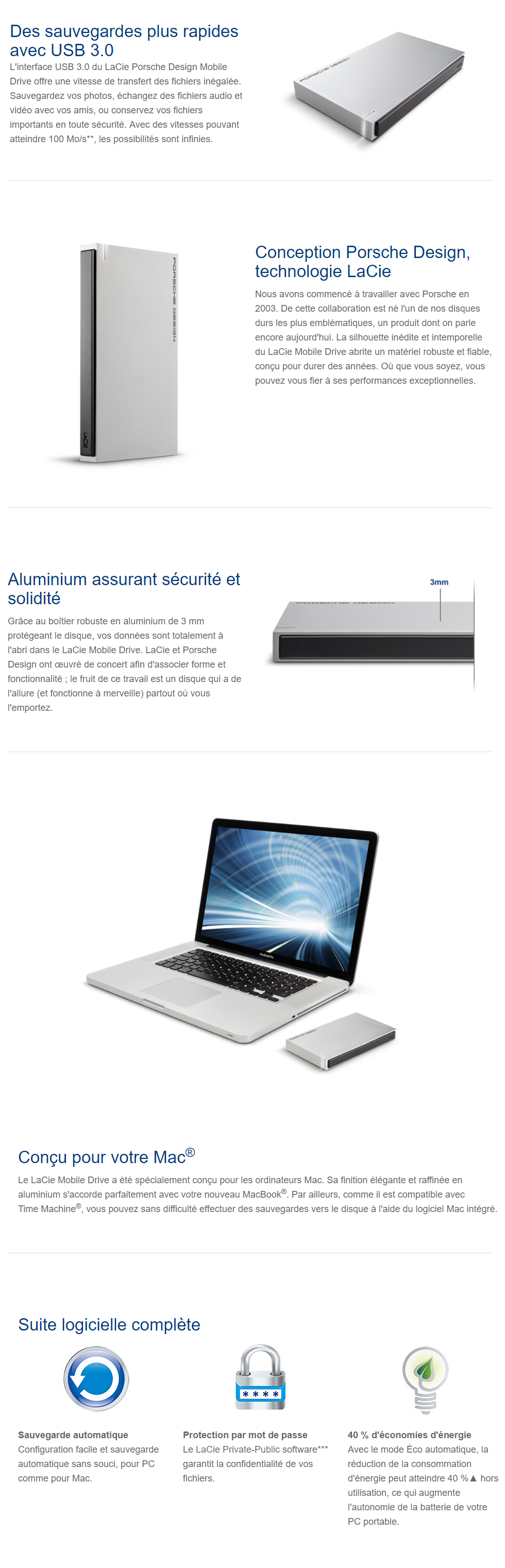 Acheter Disque dur portable LaCie Porsche Design P'9223 - USB 3.0/2.0 - 2,5" Maroc