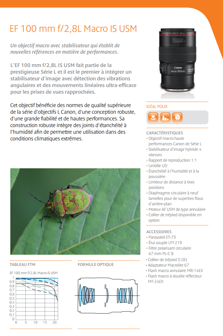 Acheter Canon objectif EF 100mm f/2.8L Macro IS USM Maroc