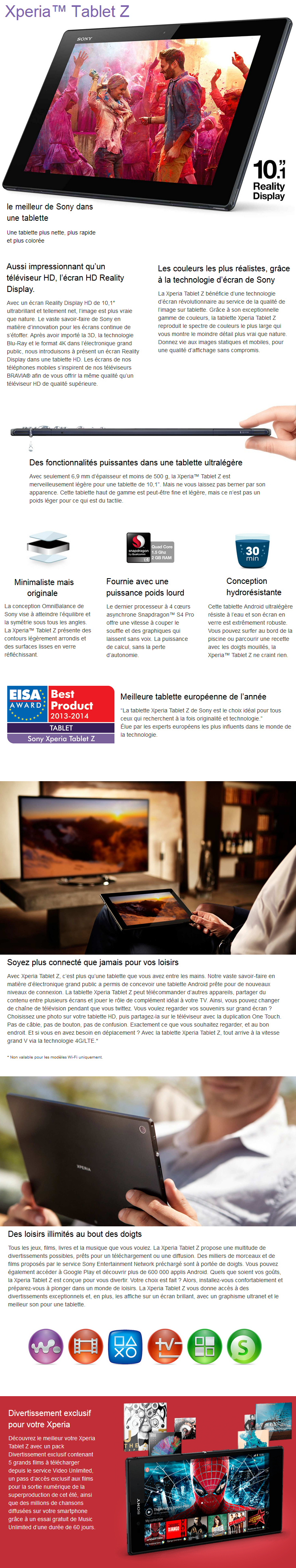 Acheter Tablette Xperia™ Tablet Z 10,1'' 16 GB Maroc