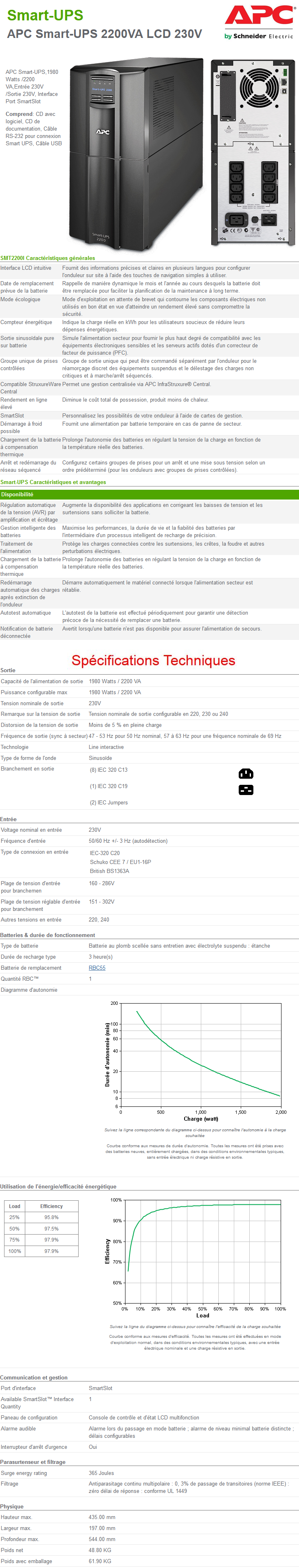 Acheter Onduleur Line interactive APC 2200VA Smart-UPS (SMT2200I) Maroc