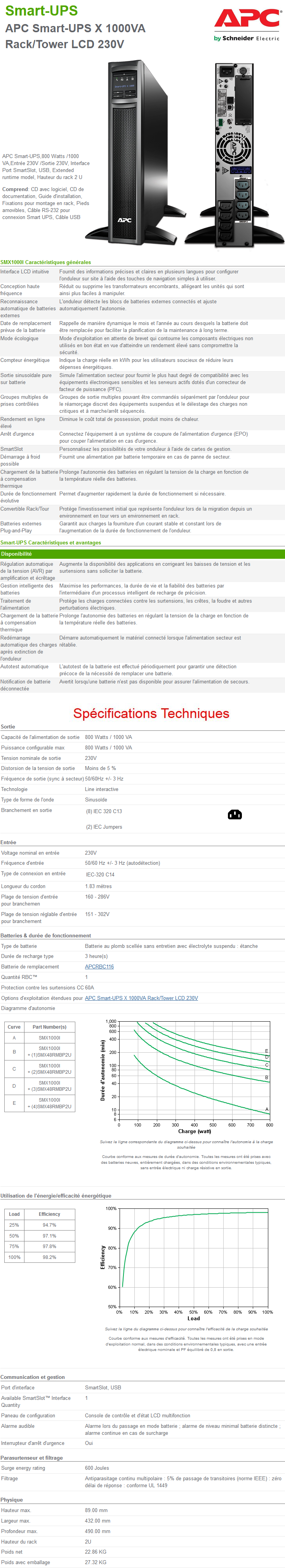 Acheter Onduleur Line interactive APC Smart-UPS X 1000VA Rack/Tower LCD 230V Maroc