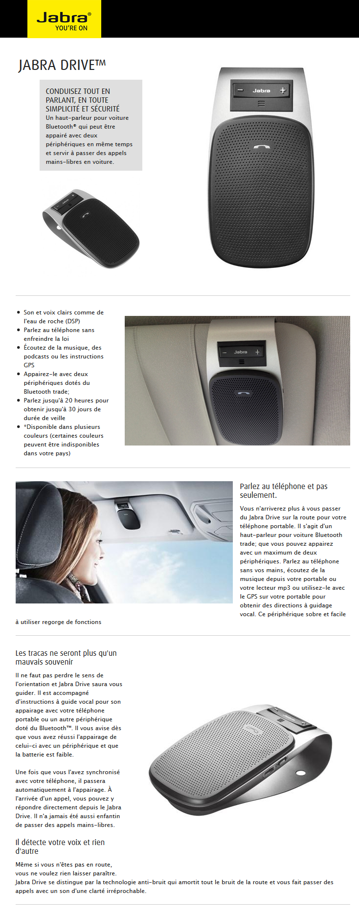 Acheter Jabra DRIVE Bluetooth In-Car Speakerphone Maroc