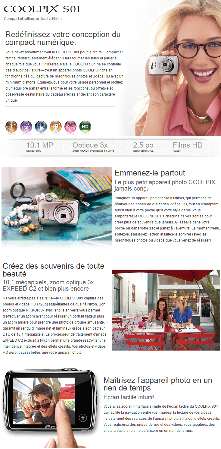 Acheter Appareil photo Nikon Coolpix S01 - 10.1MP /3X + Etui offert Maroc