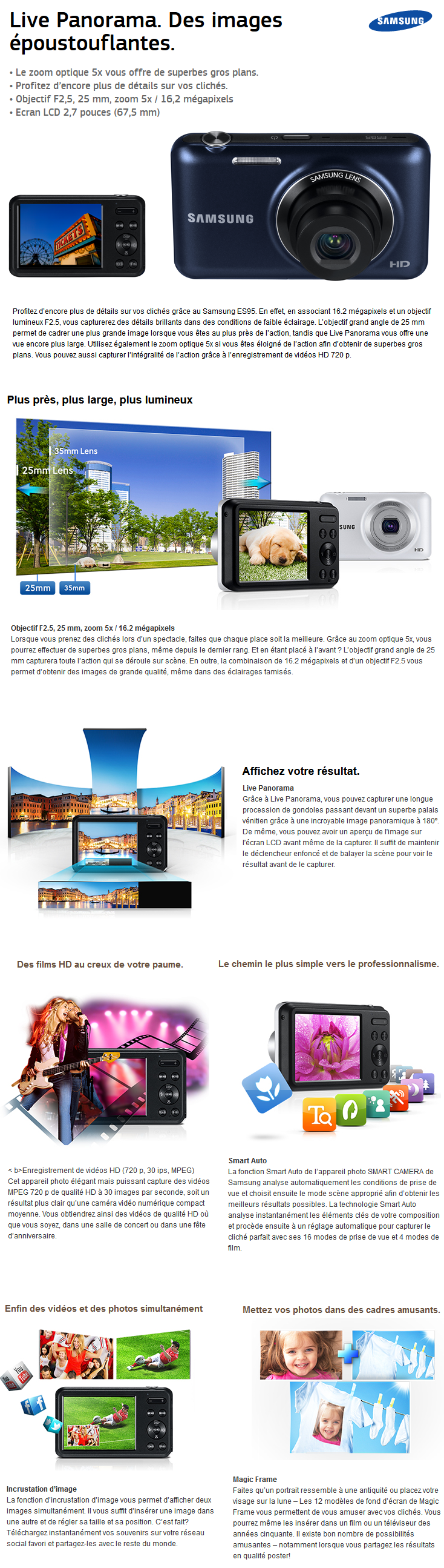Acheter Appareil photo Samsung ES95 - 16,2MP /5X + Etui et Carte SD 4GB offerts Maroc