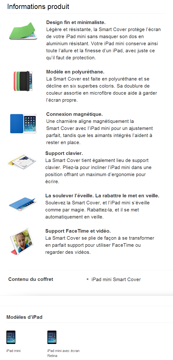 Acheter iPad mini Smart Cover - Polyuréthane Maroc