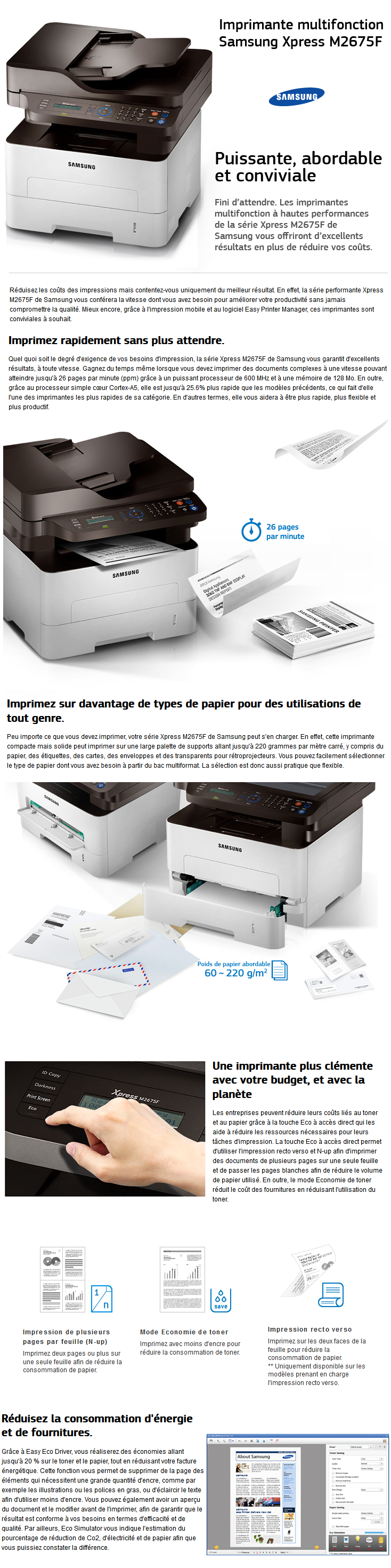 Acheter Imprimante multifonction laser monochrome Samsung SL-M2675F Maroc