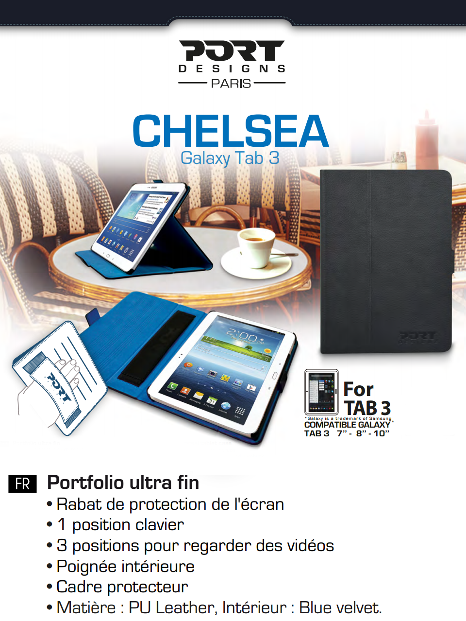 Acheter Etui de protection CHELSEA Samsung Tab 3 - 7/ 10" - Port Designs Maroc