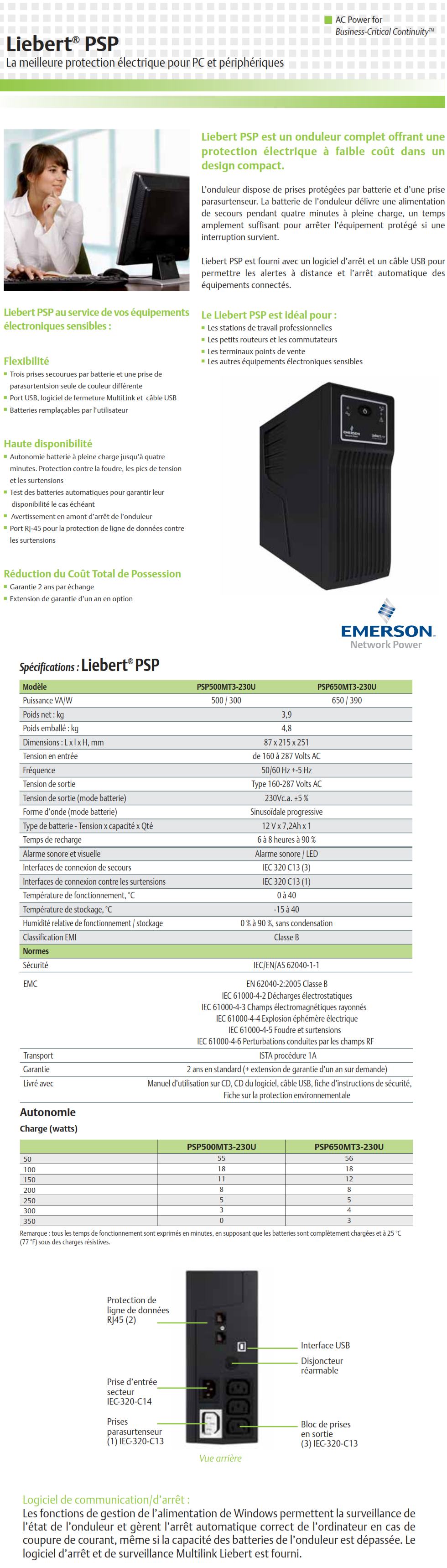 Acheter Onduleur Off-line Emerson Liebert PSP UPS (PSP500MT3-230U) Maroc