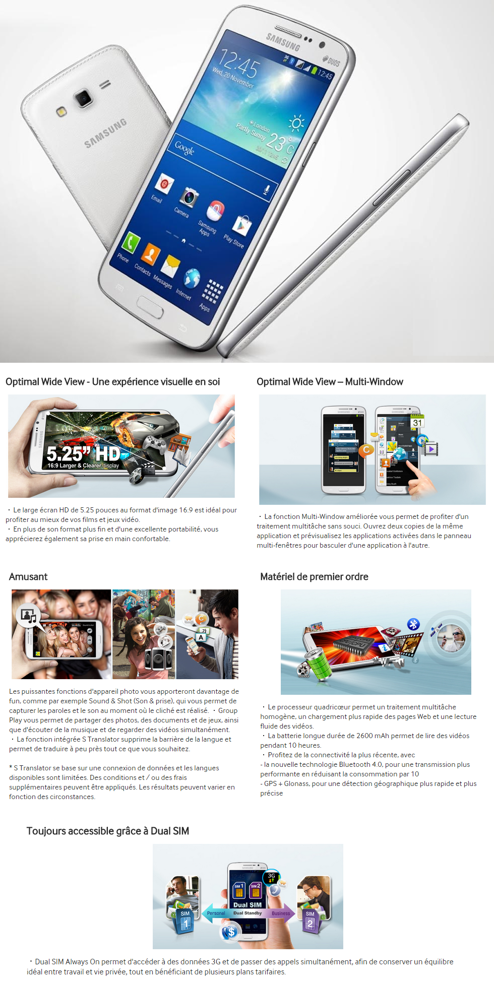 Acheter Samsung Galaxy Grand 2 Duos - Blanc Maroc