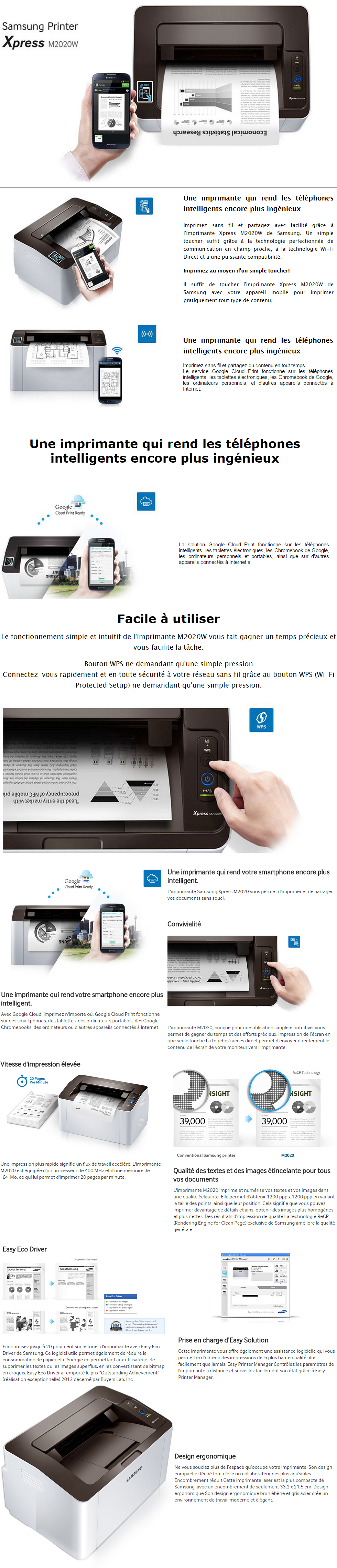 Acheter Imprimante Laser MonochromeSamsung Xpress M2020W (SL-M2020W/XSG) Maroc