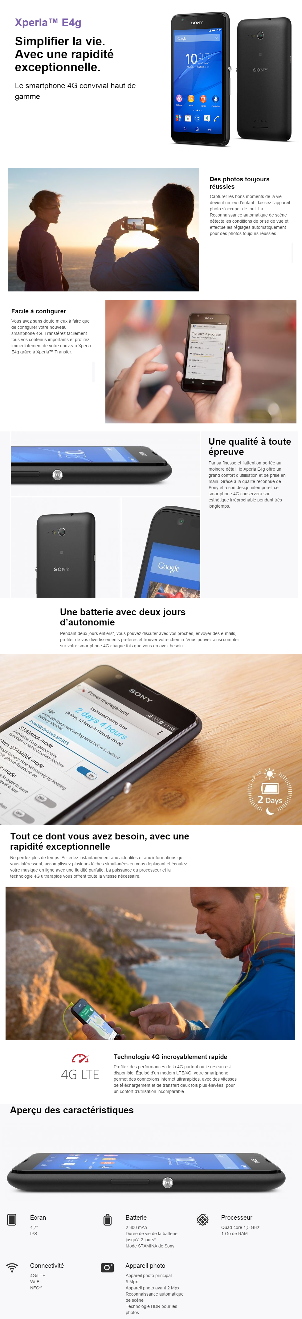 Acheter Smartphone 4G SONY Xperia E4g Maroc