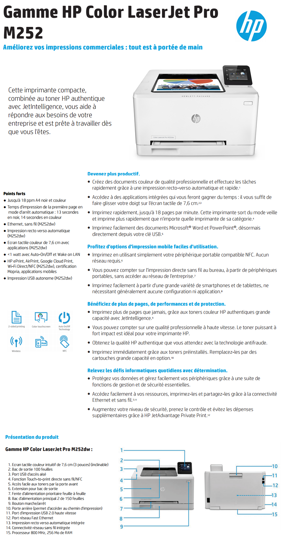 Acheter Imprimante Laser Couleur HP LaserJet Pro M252dw (B4A22A) Maroc