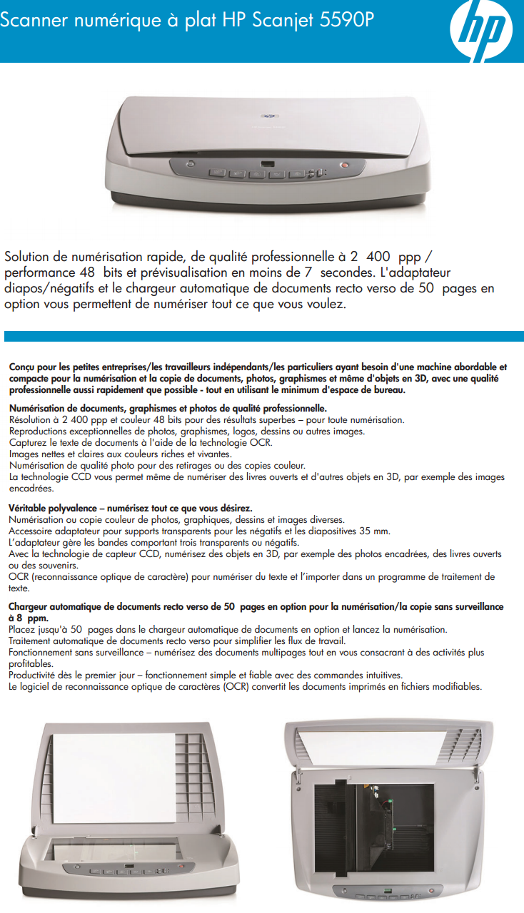 Acheter Scanner numérique à plat HP Scanjet 5590P (L1912A) Maroc