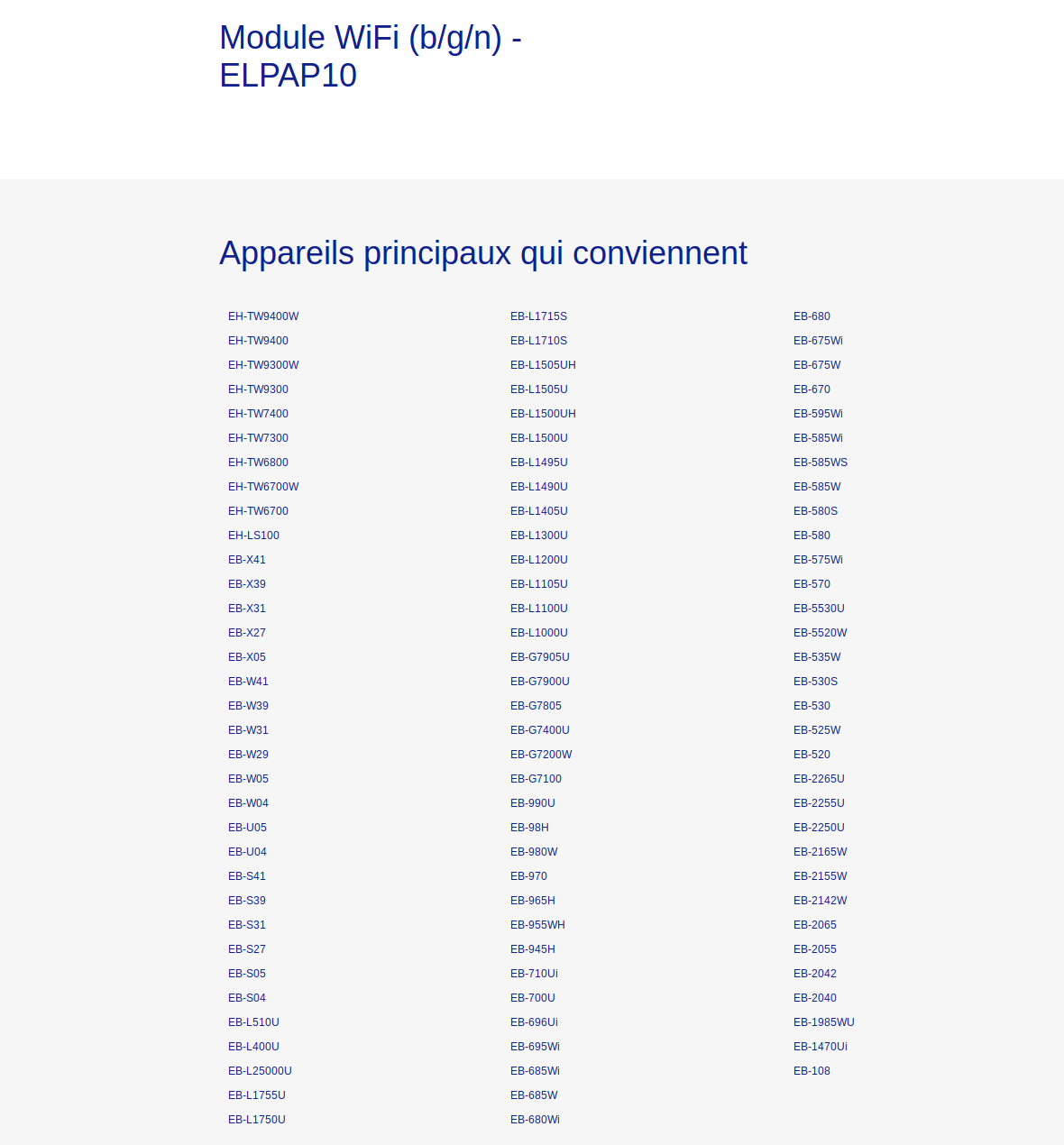 Acheter EPSON Module WiFi (b / g/n) - ELPAP10 pour vidéoprojecteur (V12H731P01) Maroc