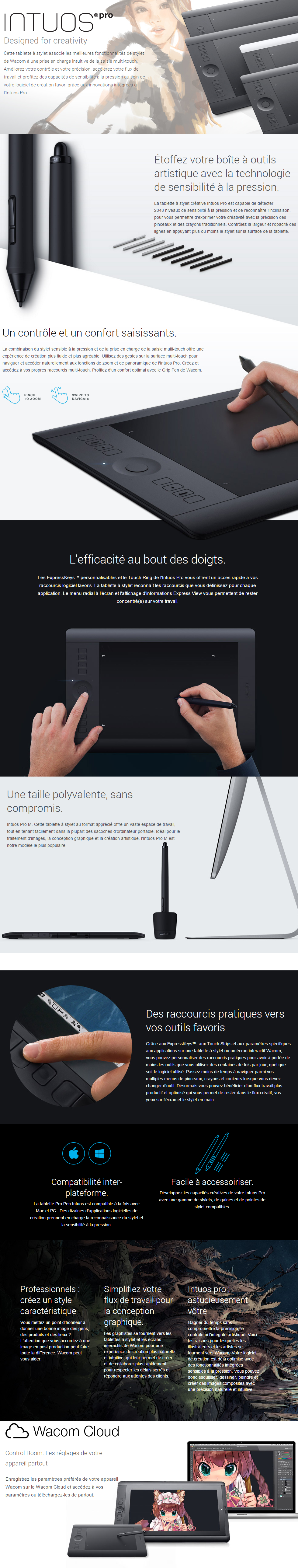 Acheter Tablette graphique professionnelle multi-touch Wacom Intuos Pro Medium (PTH-651-FRNL) Maroc