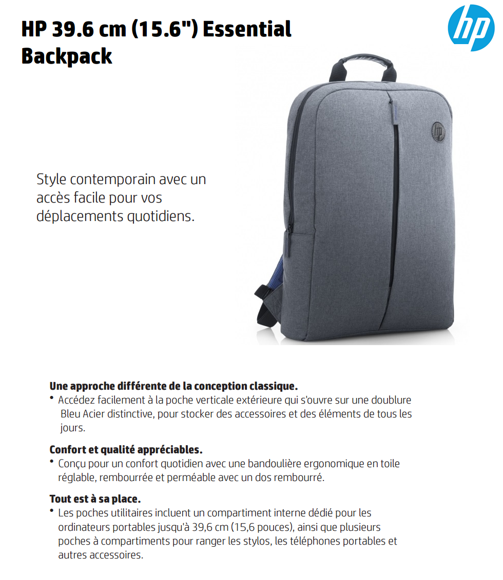 Acheter Sac à dos économique HP 15,6" (K0B39AA) Maroc