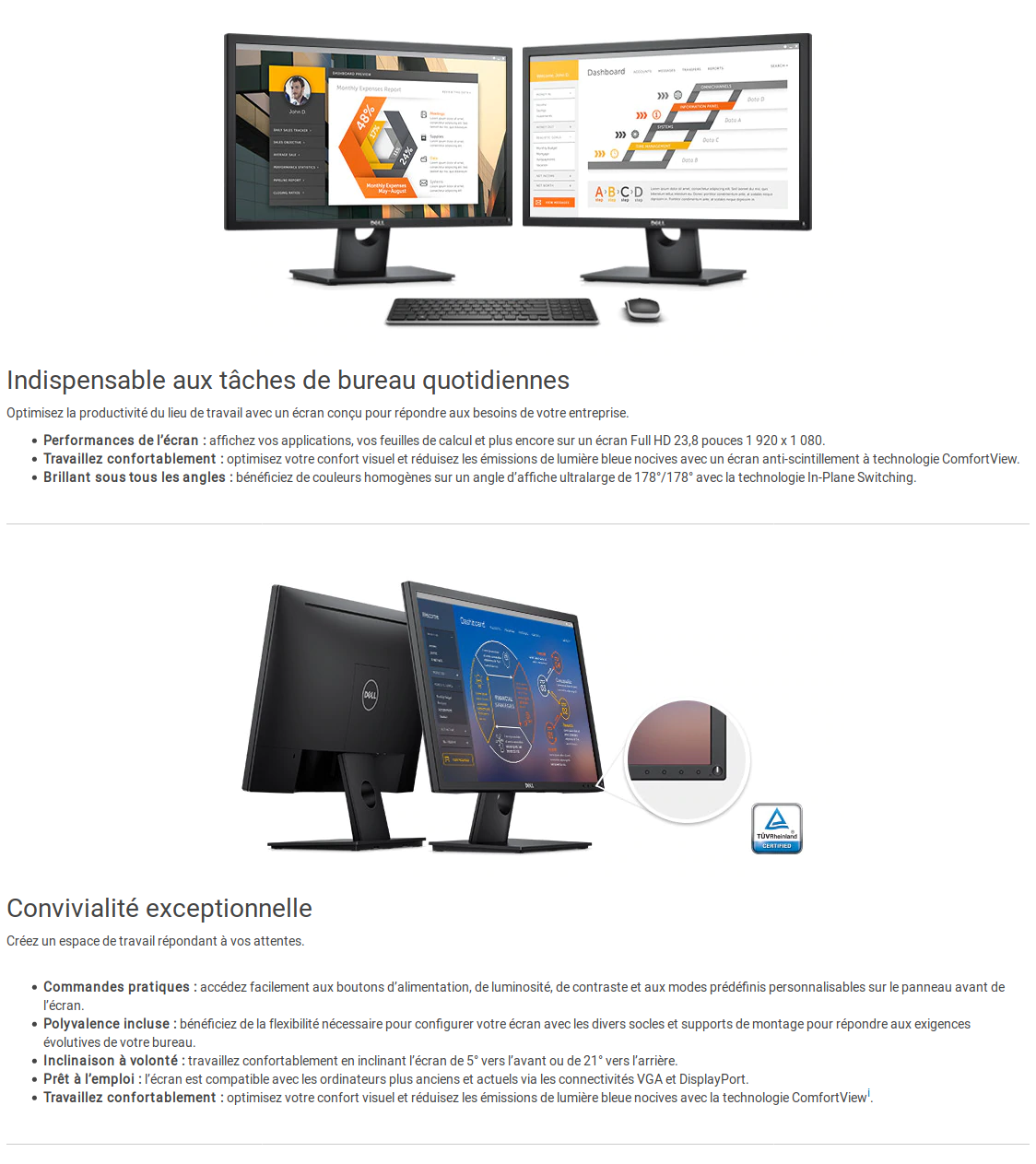 Acheter Écran 23,8" Full HD Dell E2417H (E2417H-3Y) Maroc