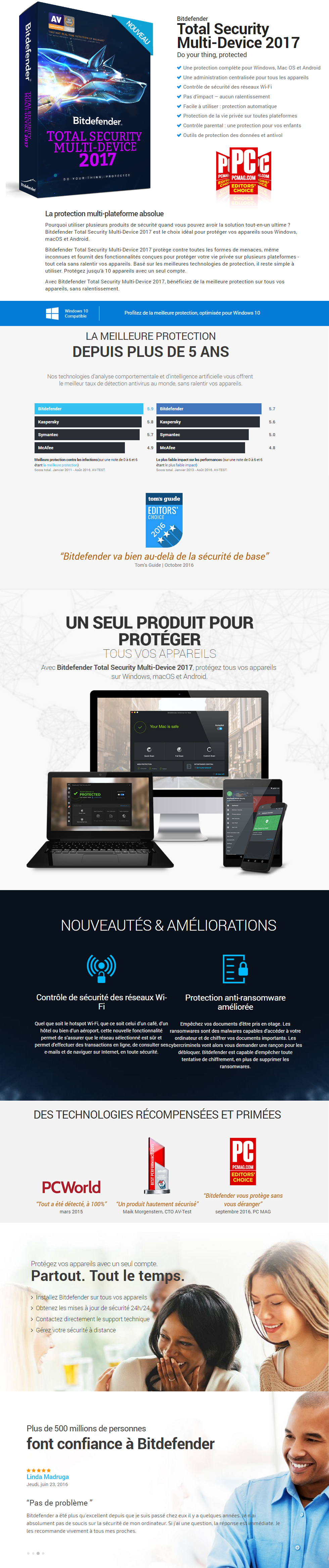 Acheter Bitdefender Total Security Multi-Device 2017 - 1 an, 5 utilisateurs / appareils illimités Maroc
