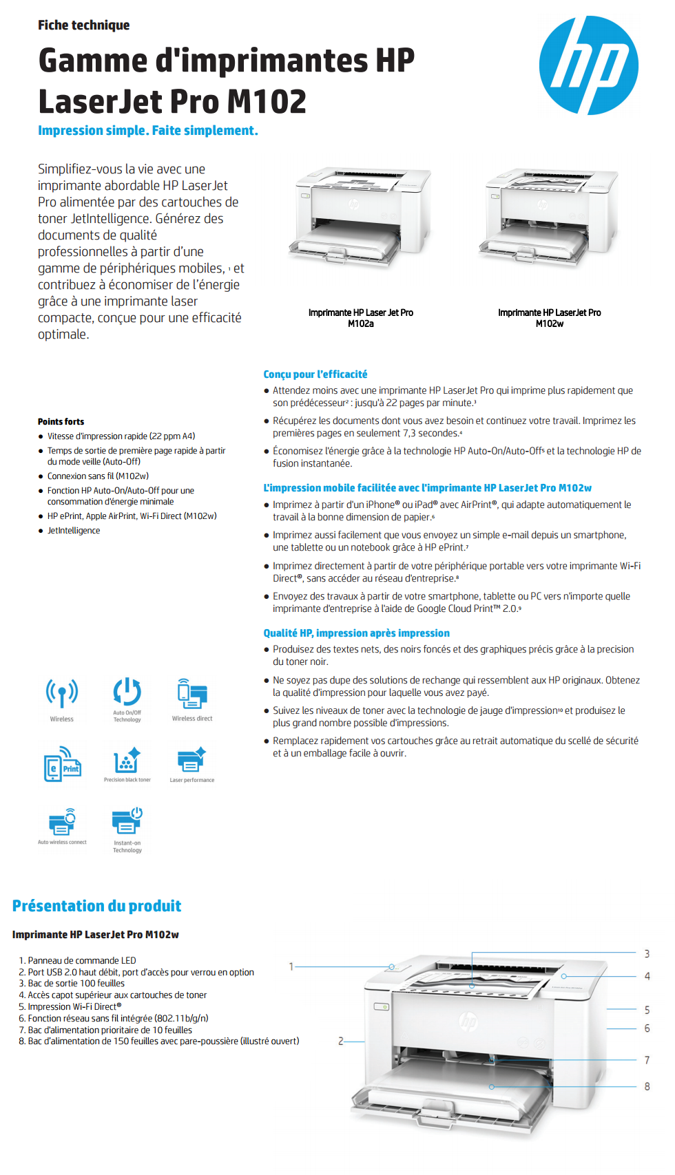 Acheter Imprimante Laser Monochrome HP LaserJet Pro M102a (G3Q34A) Maroc
