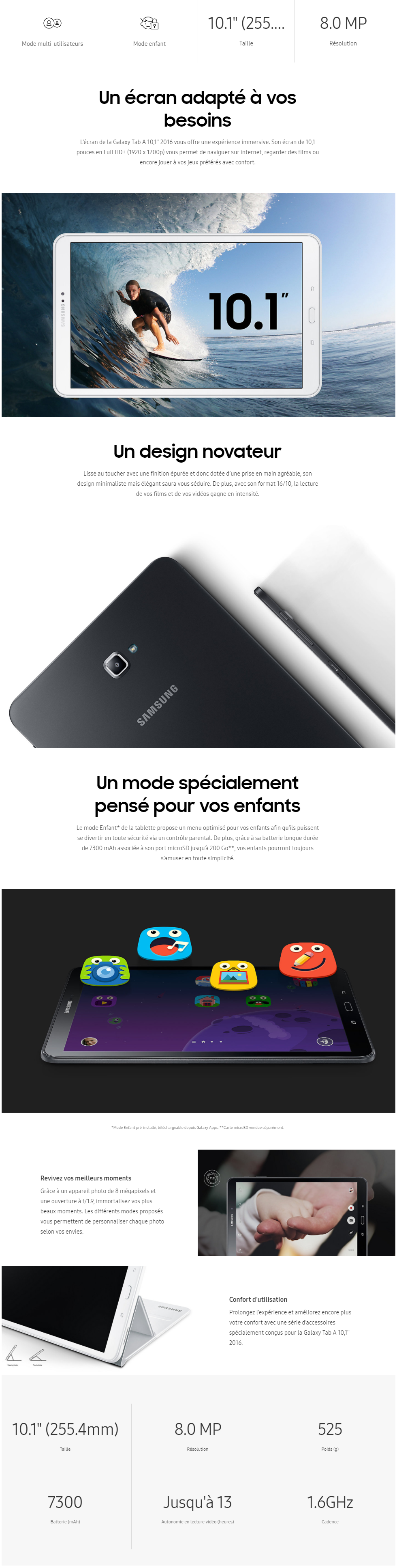 Acheter Tablette 4G Samsung Galaxy Tab A 2016 - 10.1" 16 GB Maroc