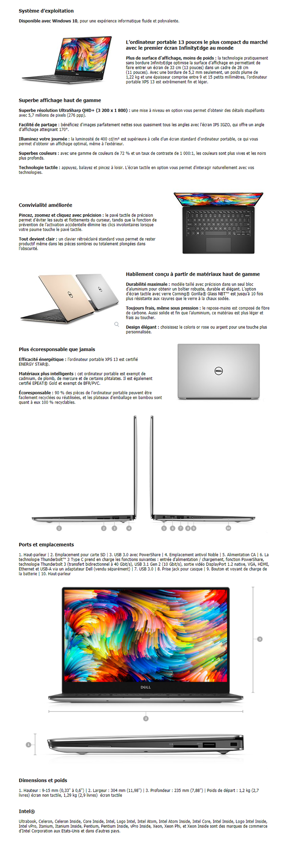 Acheter Ordinateur portable DELL XPS 13 (9360) (XPS13-I7-7500U) Maroc